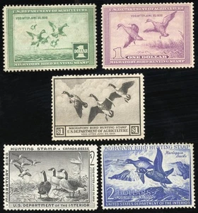 US Stamps Ducks Unused+MH F-VF Lot Of 5 High Cat Few Slight Faults - Picture 1 of 1