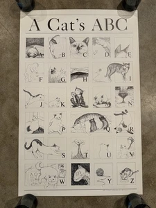 Póster artístico vintage en blanco y negro A Cat’s ABC 1991 21,5 x 33 de colección - Imagen 1 de 6