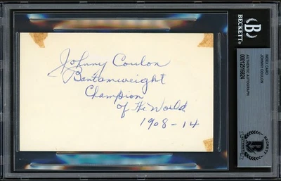 Johnny Coulon Signed 3x5 Index Card Bantamweight Champion Beckett #12516824 - Image 1 of 2