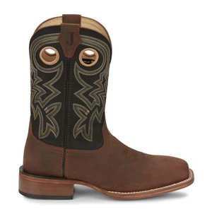 Justin Boots News 11 Inch Wide Square Toe Cowboy Mens Brown Casual Boots FN702 - Picture 1 of 5