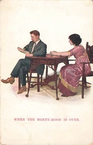 (2) 1910s Funny Postcards - Original, "Honey-Moon is Over" 1c Washington - Picture 1 of 6