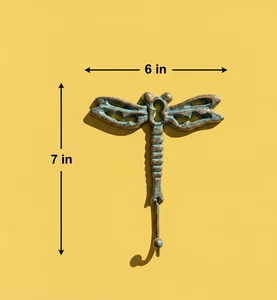 Libelle Gusseisen Wand Kleiderbügel Haken Grünspan grün  - Bild 1 von 1