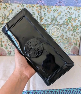 Tory Burch Black Patent Leather Clutch - Image 1 of 4