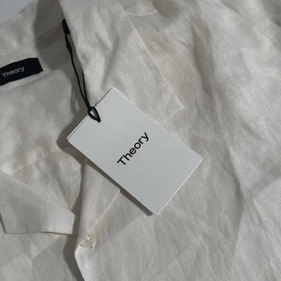 NEW Theory Men's XL 100% Linen Ivory Precise Linen Short Sleeve Shirt $160 - Image 1 of 4