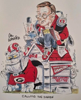 Larry Munson 11x14 Print"Calling The Dawgs" By Cal Warlick  - Image 1 of 4