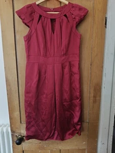 Monsoon Y2K Burgunderrot Seide Kurz Cocktail Party Kleid Gr 12 - Bild 1 von 14