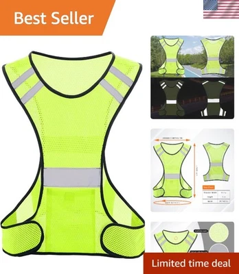 Colete de corrida reflexivo em malha amarela - Equipamento de segurança de alta visibilidade com bolso - Imagem 1 de 4