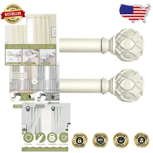 2 Pack Rustic Vintage Curtain Rods with Netted Texture Finials for Home Decor - Picture 1 of 11