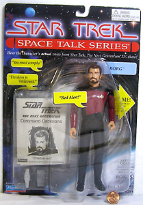 Plymates Star Trek Space Talk Series Riker with Borg Card Misprint 6085 1995 TB3