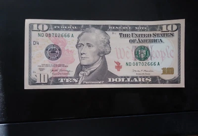 Fancy 666 legal tender bank note serial mint condition federal reserve - Image 1 of 4