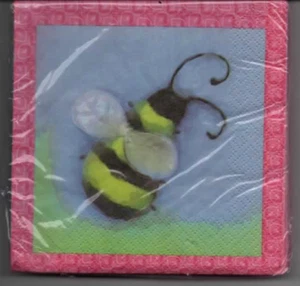 Every Occasion 20 Count 2 Ply Beverage Napkins GARDEN FRIENDSCute Bee - Picture 1 of 2
