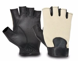 New Fashion Classic Finger Less Mesh Back Vintage Style Leather Driving Gloves - Picture 1 of 3