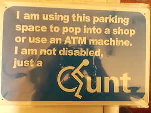 disabled parking funny sign tin metal sign MAN CAVE brand new - Picture 1 of 1