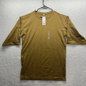 Uniqlo Shirt Womens XS Brown Slit Cotton Oversized Tunic Short Sleeve New Chore - Picture 1 of 16