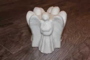 Vintage 3-Sided 3 Angels Shaped Christmas Candle White. 6" x 6". VGVC! - Picture 1 of 6