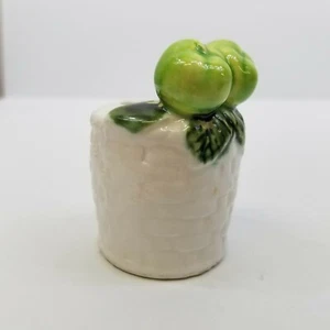 Vintage Toothpick Holder Basket Green Apples Made in Japan - Picture 1 of 7