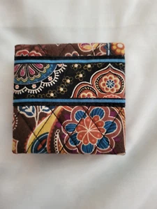 Vera Bradley Brown Paisley Sticky Note Holder Case Desk Caddy - Picture 1 of 3