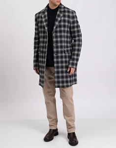 RRP €695 PATRIZIA PEPE Coat IT50 US40 L Wool Blend Check Fly Logo Made in Italy - Picture 1 of 11