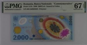 ROMANIA BANKNOTE 2000 LEI  P-111b 1999  PMG 67-"COMMEMORATIVE" EPQ  SUP GEM UNC