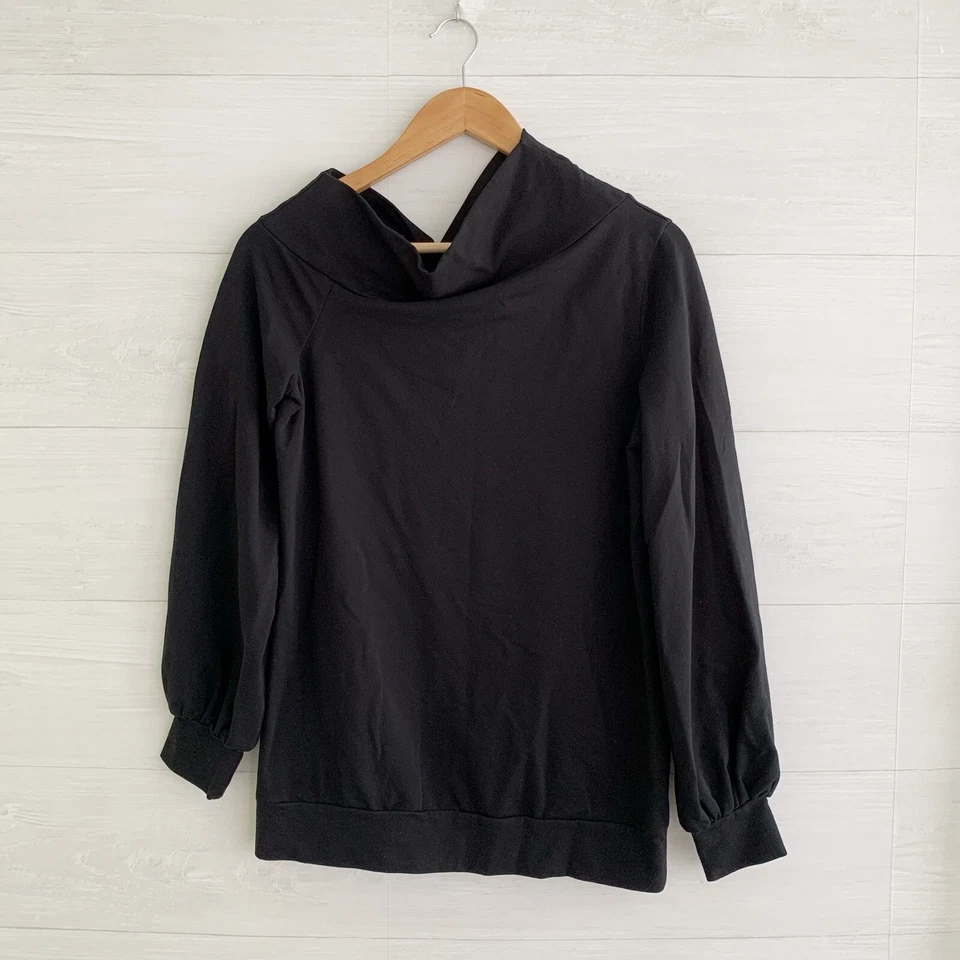 Moletom Sweaty Betty London - Preto gola capuz larga mangas reunidas, P - Imagem 1 de 4