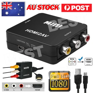 Composite AV CVBS 3RCA to HDMI Video Cable Converter 1080p Upscaling Black - Picture 1 of 12