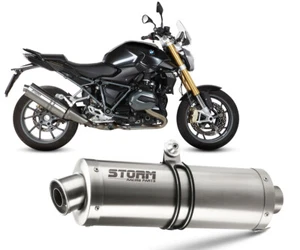 Terminale Scarico Storm by Mivv Oval acciaio per Bmw R 1200 R / Rs 2015 > 2018 - Picture 1 of 4