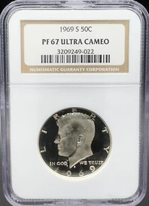 1969-S Proof Kennedy Half Dollar 40% Silver NGC PF 67 Ultra Cameo - Picture 1 of 4