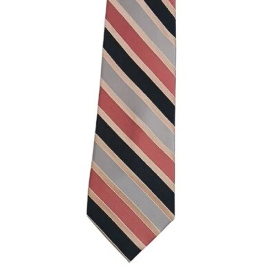 Corbata Jones New York Cuello Hombre Seda Rosa Gris Negro Rayas Diagonales Punta Foto 1 de 4