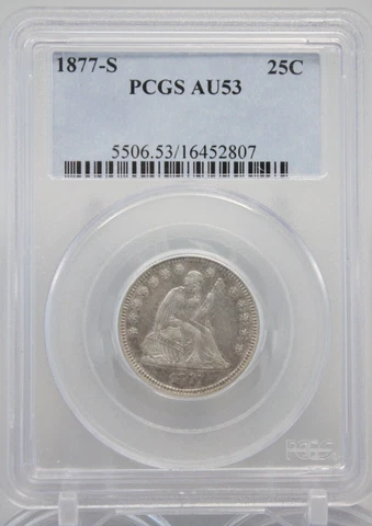 1877-S Seated Liberty Silver Quarter 25C PCGS AU 53 #2807 Cover