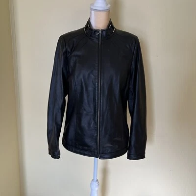 bradley bayou womens black leather jacket Size medium - Image 1 of 4