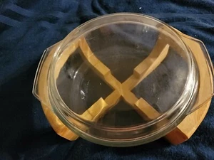 Gailstyn-Sutton Teak Wood Stand with Marinex 2 Qt. Glass Baker w/ Lid - Picture 1 of 8