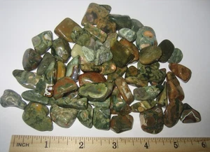 57 TUMBLED POLISHED NATURAL 0.6"- 1" RAINFOREST JASPER STONE MINERALS 241.9grams - Picture 1 of 5