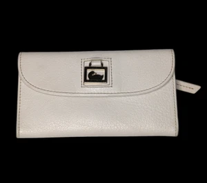 Vintage Dooney & Bourke White Pebble Grain Continental Clutch Wallet Duck Logo - Bild 1 von 13
