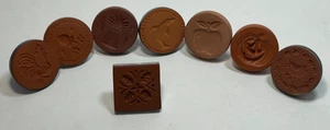 Posten 8 Vintage Rycraft Terrakotta Keksstempel - Eichel Apfel Weizen Jack-o-Laterne ++ - Bild 1 von 5