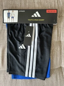 Boy's Adidas 2 Pack Active Shorts Black and Blue Size M 10/12 - Picture 1 of 5