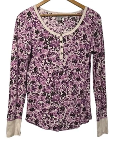 Camisa Henley Térmica Floral Ligera Delia's Para Mujer Tejido Gofre Púrpura Talla M - Imagen 1 de 9