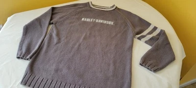 Винтажный Harley Davidson вязаный свитер серый Рами/хлопковая смесь тяжелый женщин S - Изображение 1 из 4