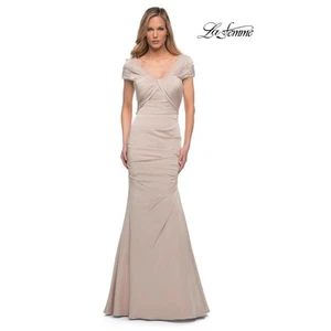 La Femme Evening Mother of the Bride Gown Nude 6 NWT 29805 Pleated Jersey Skirt - Picture 1 of 16