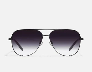 QUAY X Desi High Key Mini 126 Black Aviator Sunglasses Gradient Lens - Picture 1 of 12
