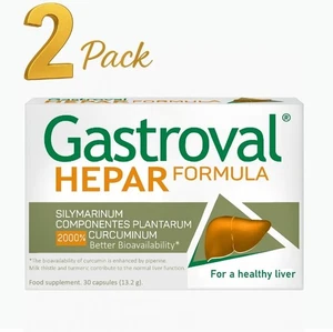 2x Fórmula Gastroval Hepar - 30 cápsulas cada una | Suplemento alimenticio herbal para hígado - Imagen 1 de 24