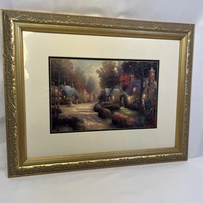 Thomas Kinkade 鹅卵石巷磨砂印花框 19 w x 15 小时 — 第 1/4 张图片