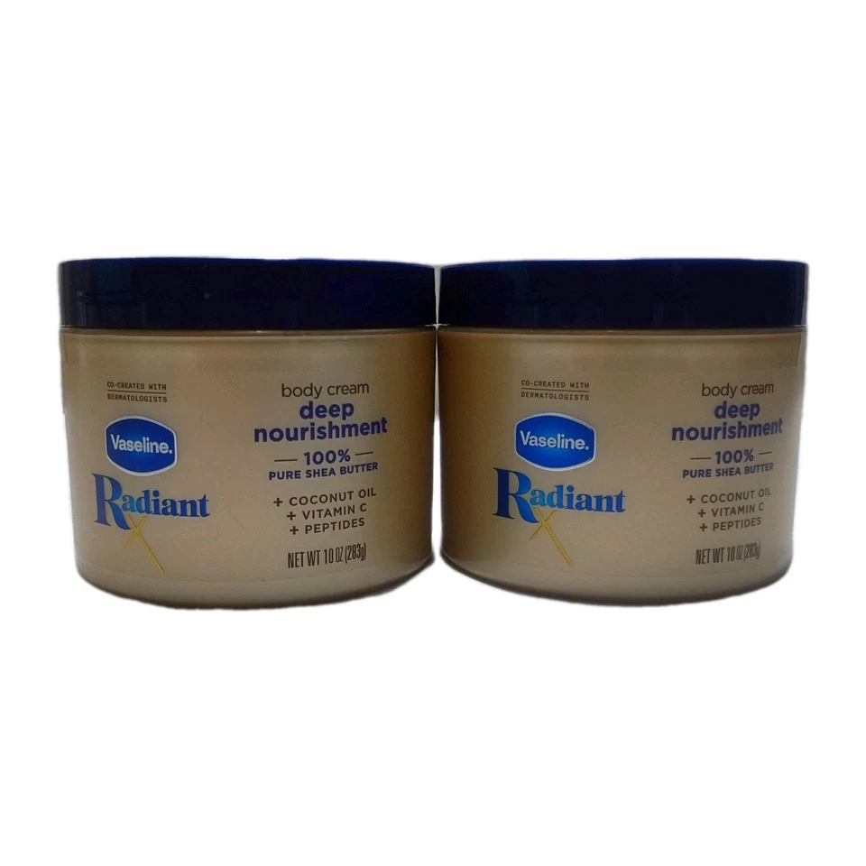 2x Vaseline Radiant X Deep Nourishment Body Cream 100 Shea Butter Coconut 10oz