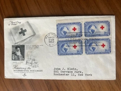 1016 International Red Cross (Blk of 4) Art Craft Covers 1952 New York NY - Image 1 of 2
