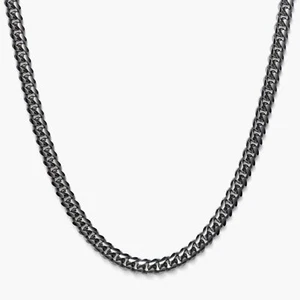 Cadena de eslabones cubanos Miami de rodio negro de plata de ley 925 sólida de 2 mm Italia - Imagen 1 de 5