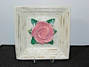 Plaster Picture Frame Pink Rose Decor-Artist Created Art Deco - Picture 1 of 8