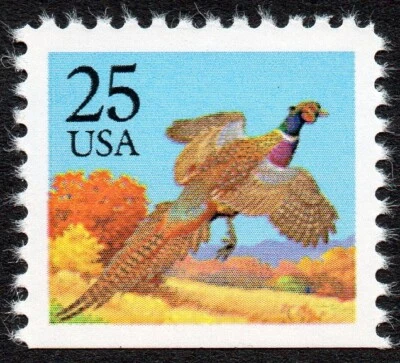 2283b 25c Pheasant bird red removed from sky MNH - Image 1 of 2
