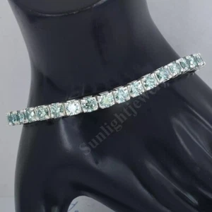 Brazalete de tenis de diamantes azules de 5 mm certificado - gran brillo y brillo - Imagen 1 de 9