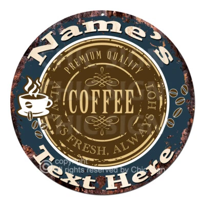 CP-0156 ANY NAME'S Custom Personalized Brown Coffee Metal Sign Decor Gift idea - Image 1 of 2