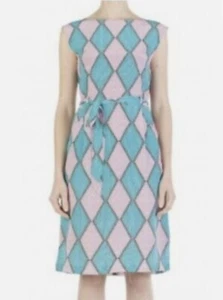 Gorman X Kate Goesk “Present”silk dress with waist tie in aqua/ blush size UK8 - Picture 1 of 7
