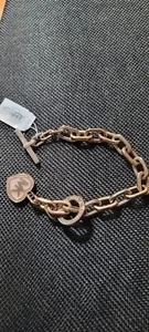 Michael Kors Rose Gold Tone Pave Heart Toggle Bracelet NWT - Picture 1 of 6